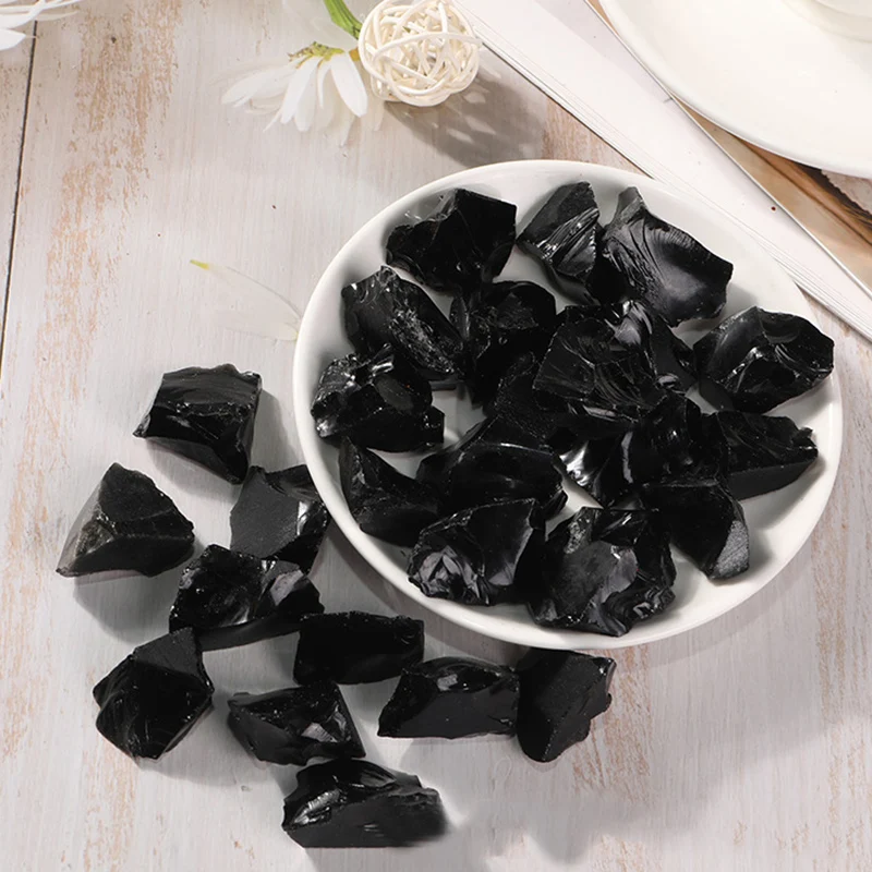 

100g Rough Natural Obsidian Irregular Shape Black Quartz Energy Stones for Jewelry Making Rock Specimen Aquarium Decoration