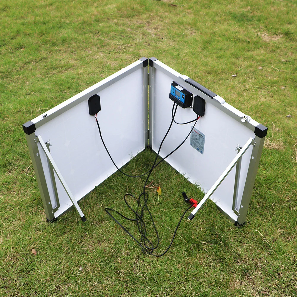 DOKIO Solar Panel 18V 100W + 12V Kontroler ładowania Akumulatora 5V USB Zestaw Solarny Do Domu/Power Bank/Camping/Solarne System Foldable Panel