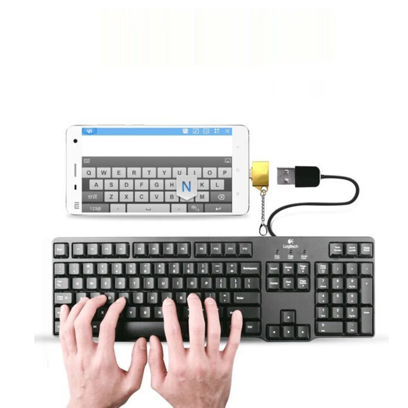 Logam USB 2.0 Perempuan Ke USB Mikro Pria Mini Android OTG Adaptor Microusb Konverter Portabel Konektor dengan Gantungan Kunci