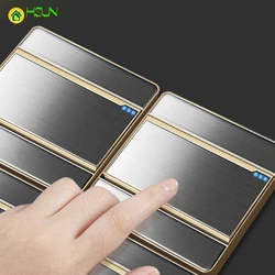 Household Brushed Switch socket panel 5 hole USB socket 16A air conditioning socket 1Gang 2 Gang 3 Gang 4 Gang 1Way 2Way switch