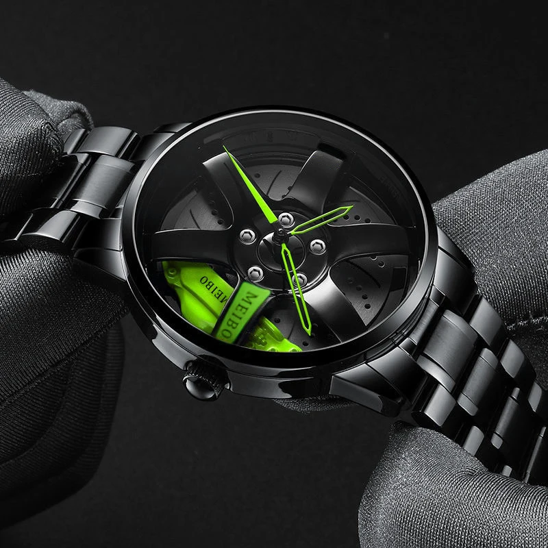 Fashion Mens Car Wheel Watches Luxury Stainless Steel Waterproof Watch for Men Quartz Wrist Watches Male Clock Relogio Masculino