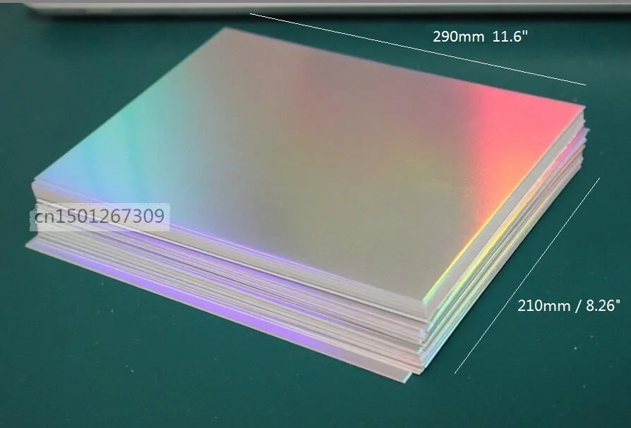 Size 21 x 29cm Single Side Holographic Rainbow Silver Cardstock Thick Paper Card 10/20/50 - You Choose Quantity