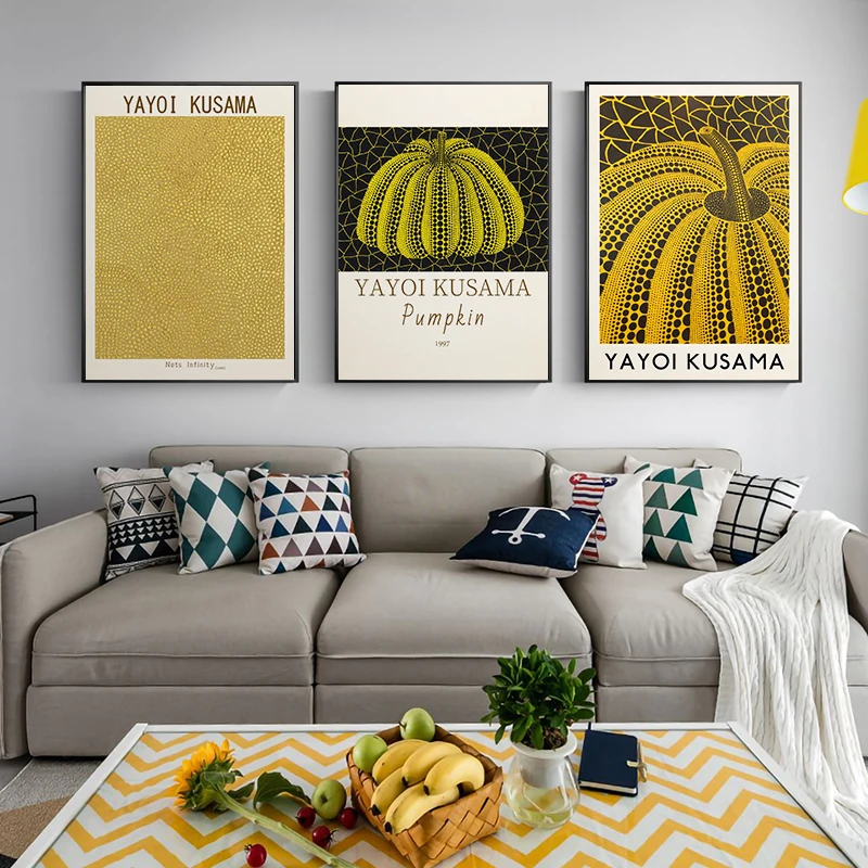Yayoi Kusama Artwork Pumpkin Canvas Painting Abstract Posters and Prints Wall Art Pictures for Living Room Cuadros Home Decor