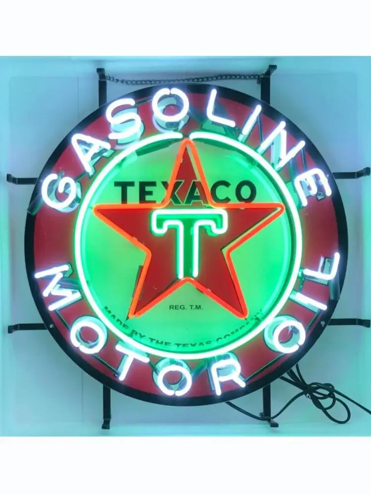 Custom Texaco Gasoline Motor Oil Glass Neon Light Sign Beer Bar