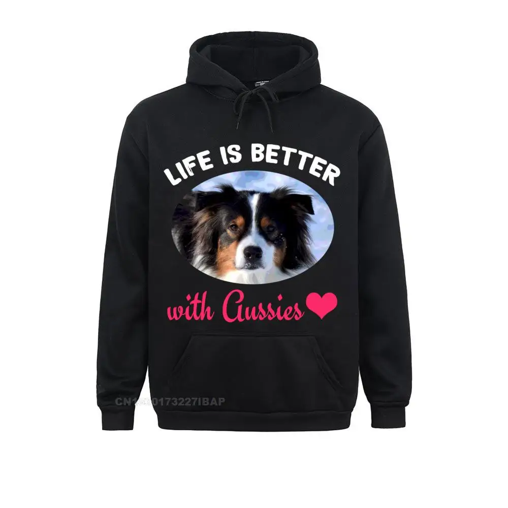 Love is Better With Aussies Cute Australian Shepherd Gift Sweatshirt Hoodies for Men England Sweatshirts Youthful New