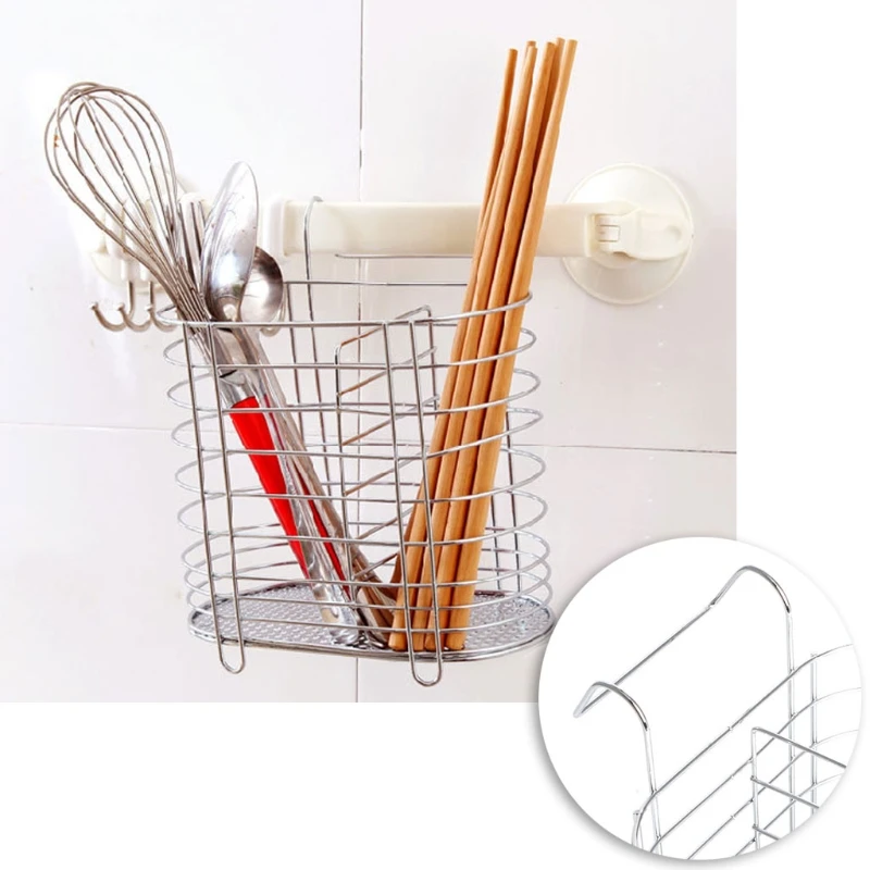 Metal Hanging Cutlery Holder Drainer Spoon Fork Chopsticks Storage Basket Rack Kitchen Accessories Tool Organizer Tableware Tube