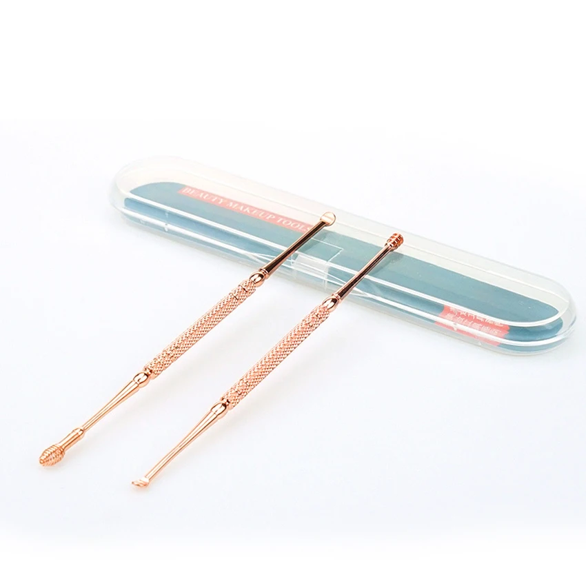 2PCS/Set Ear Pick Earwax Removal Kit Rose Gold Ear Cleansing Tool Set, Ear Curette Ear Wax Remover Tool with Storage Box