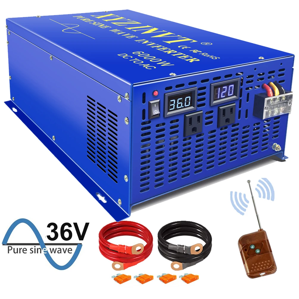 

XYZ INVT 6000 watt 12v 24v 36v 48v dc to ac 120v 240V Pure Sine Wave Power Inverter with Wireless Remote Controller