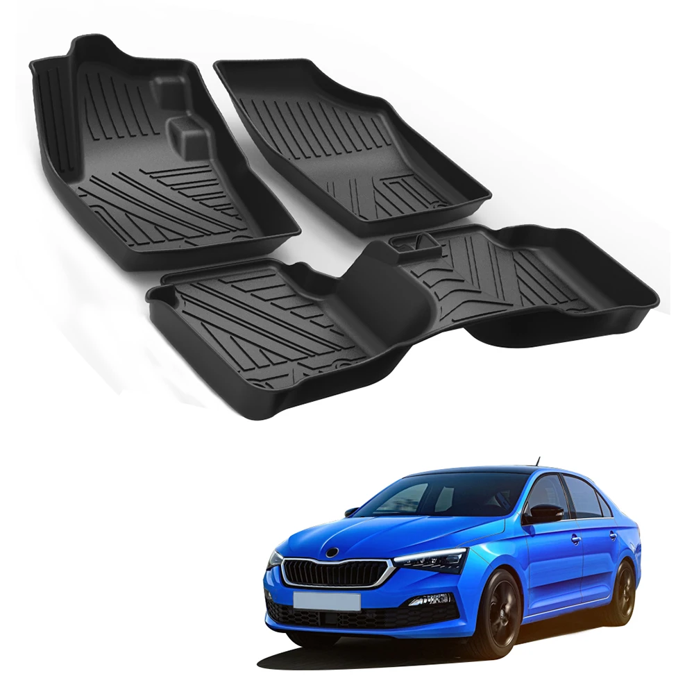 Fully Surrounded Foot Pad For Skoda Rapid 2013-2017 2018 2019 2020 Car Waterproof Non-Slip Rubber Floor Mat TPE Car Accessories