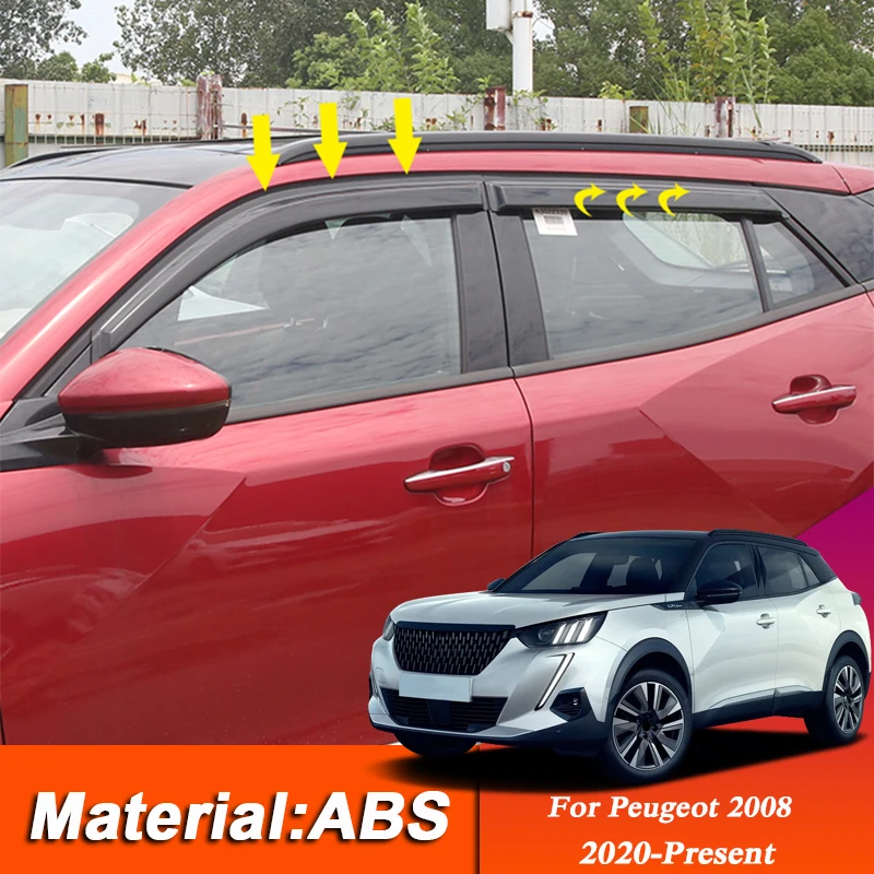 

For Peugeot 2008 2019-Present Car Styling 4pcs Car Awnings Shelters Window Visors Sun Rain Shield Sticker Cover Auto Accessories