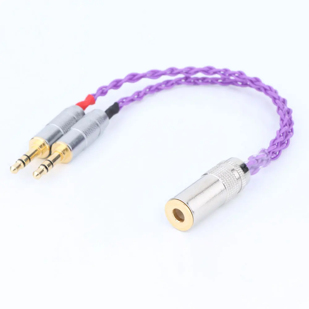 4,4-mm-Balanced-Buchse auf 2x3,5-mm-Adapterkabel, 7N OCC Einkristall-Kupfer, versilbert, vergoldet, AUX-Audiokabel – Detail 1