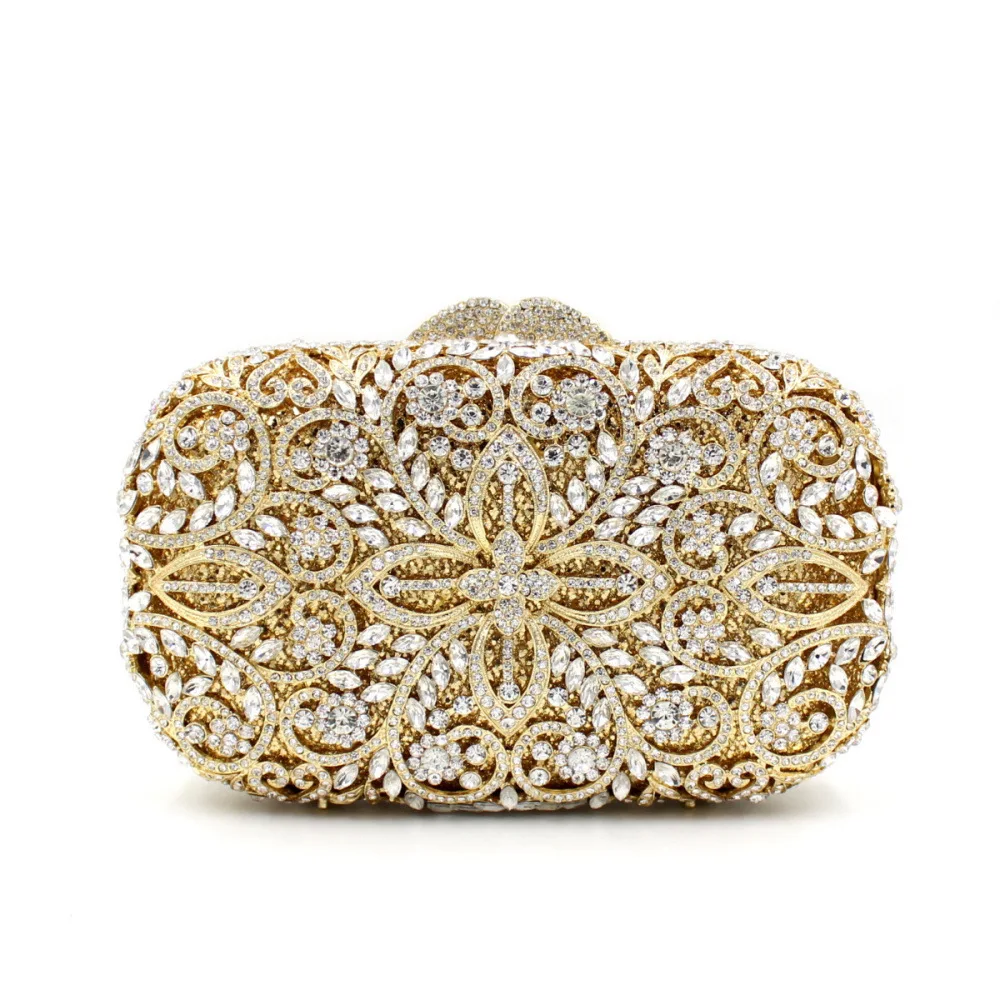 

17.5x10.5CM Rhinestone Bag Strand Empty Metal Crystal Evening Bag Handmade Diamond Bag Women Clutch Bag a5897
