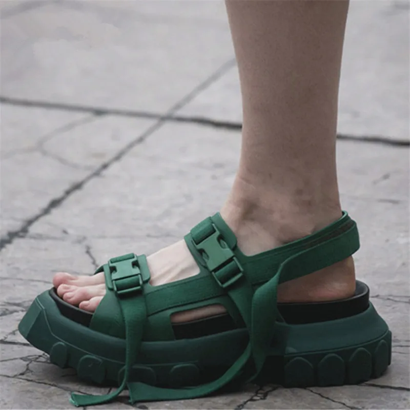 Green Summer Sandals Women Platform Creepers Wedge Shoes Casual Sandalias Mujer Female Leisure Sneakers Beach Flats