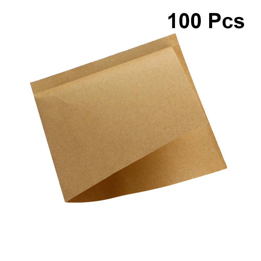 100pcs Kraft Bakery Bags Kraft Paper Sandwich Paper Wrap Disposable Food Packing Paper Triangle Shape Oil-Proof Doughnut