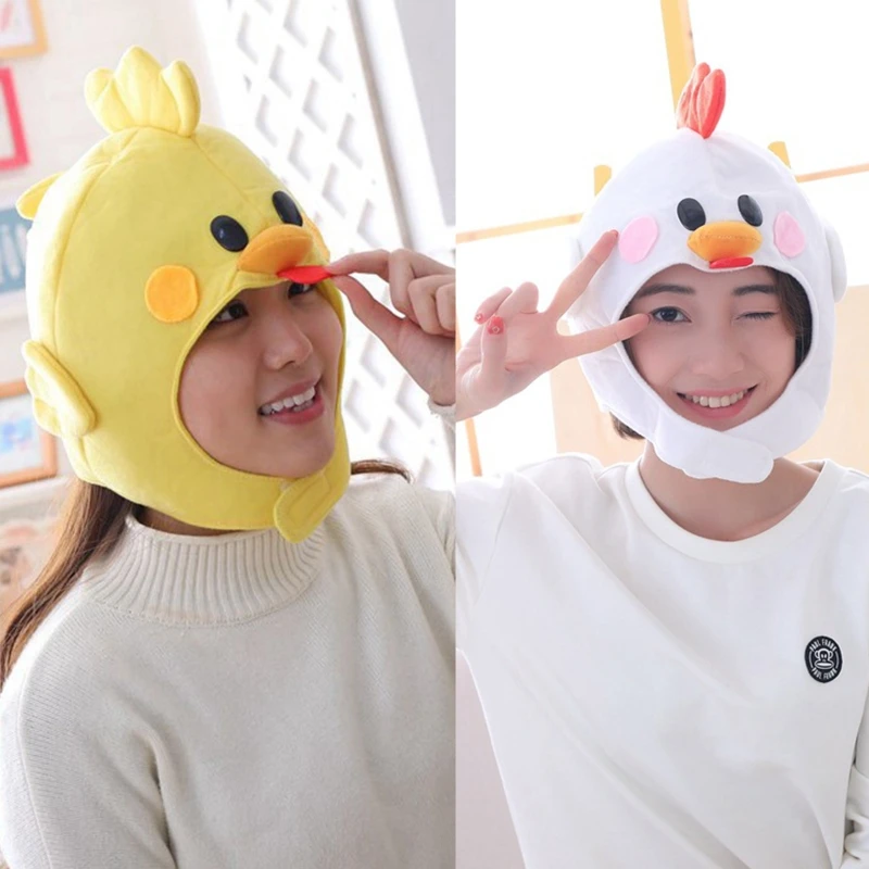 

Novelty Funny Cartoon Chicken Animal Plush Hat Stuffed Toy Full Headgear Cap Cosplay Costume Festival Party Photo Props