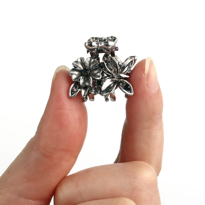 Frauen Wunderschöne Strass Kleine Blume Haar Klaue Clips Metall Kristalle Haarnadeln Haar Zubehör für Mädchen Kopfschmuck Ornament – Detail 6