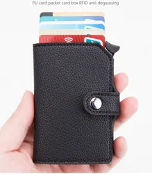 ZOVYVOL-Porte-cartes de crédit RFID pour hommes, protection antivol, portefeuille en cuir, boîte en métal en aluminium, étui pour cartes bancaires d'affaires