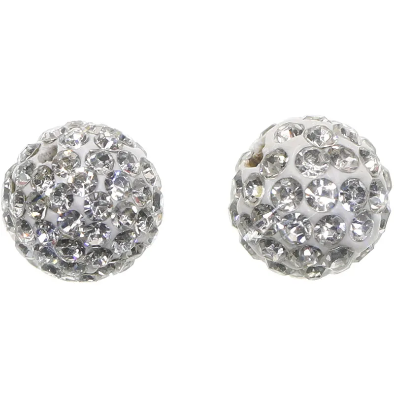 4-20mm 8 Sizes White Czech Crystal Clay Pave Rhinestone Round Disco Ball Loose Spacer Beads for Bracelet Necklace серьги Making