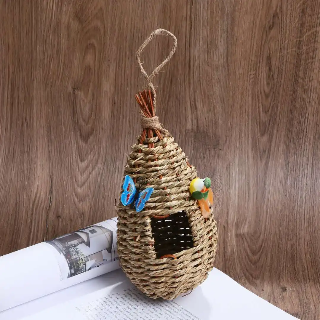 

Creative Simulation Bird's Nest Straw Bird's Nest Crafts Hand-Woven Straw Bird Cage Home Decoration Indoor Decoration