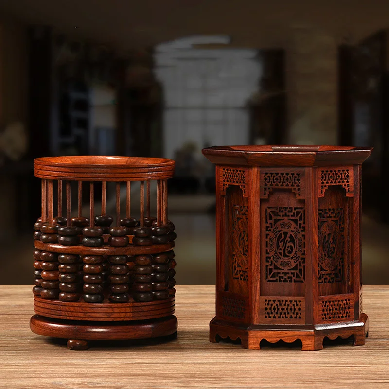 

Classic Style High Grade Hexagon Pen Holder Exquisite Carving Handicraft Household Gifts Archaistic Study Pencil Vase