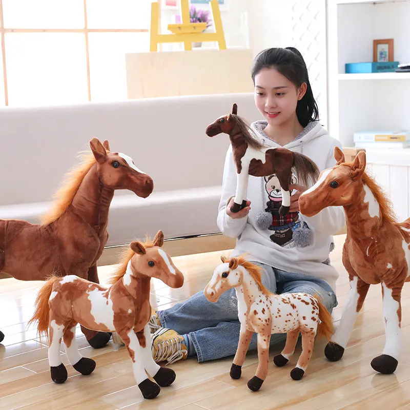 30-90cm Large Size Simulation Horse Plush Toys Cute Staffed Animal Doll Pillow Soft Boys Girls Birthday Gift Decoration