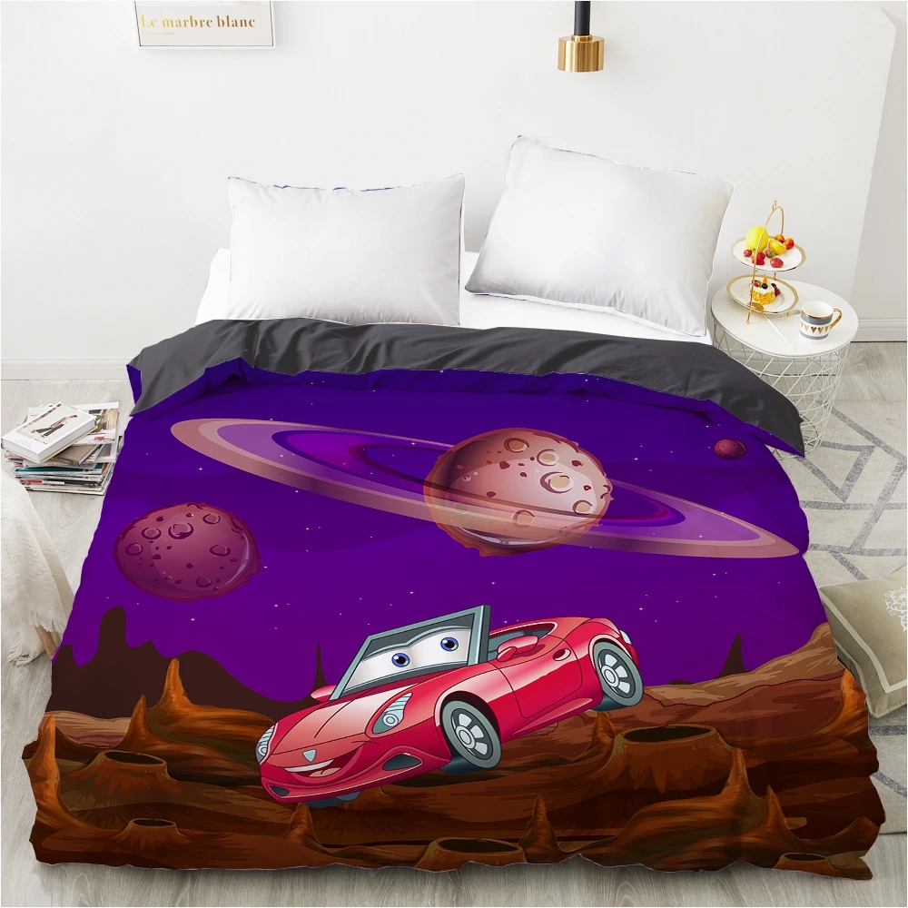 Car Cartoon Kids Duvet cover Quilt/Blanket/Comfortable Case Bedding for children baby girls 140x200 240x220 for Home brown