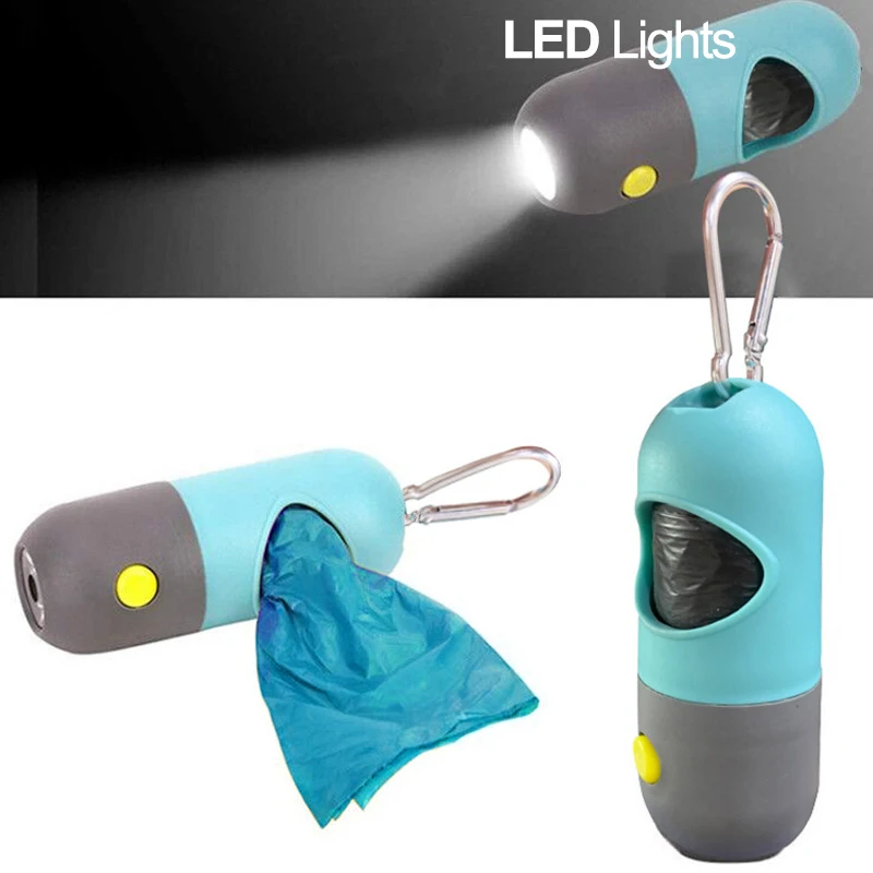 LED Lights Dog Poop Bag Holder Degradable Dog Poop Bag Dispenser Pooper Scooper Dispensador Bolsas Perro Pets Clean Accessories