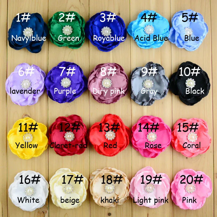 Hot Sale 40pcs/lot 8CM Chiffon Flower Fabric Rose Hair Flowers For Headband Fabric Flowers For Craft Hair Accessories LSFB062