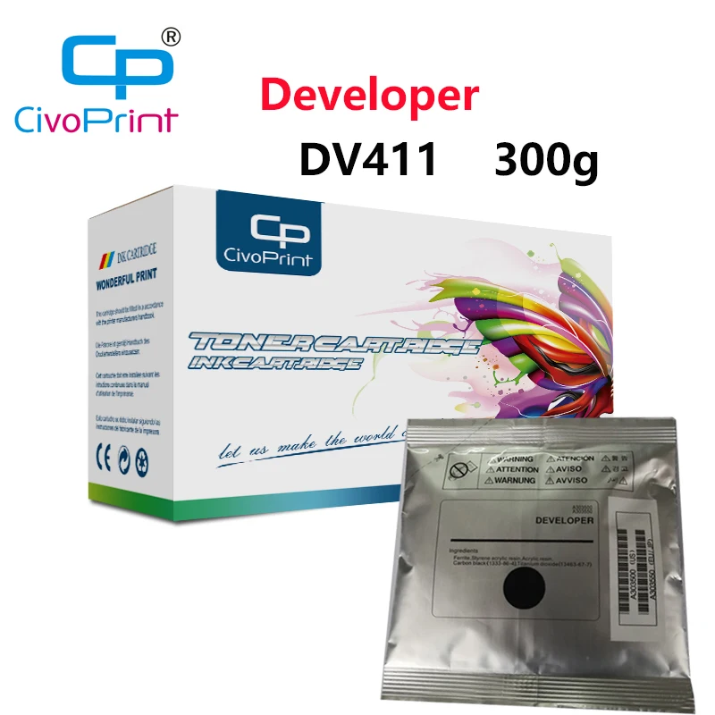 Civoprint 2Pcs DV411 black Developer powder For Konica Minolta bizhub 223 283 363 423 7828 300g/bag A202500 Black