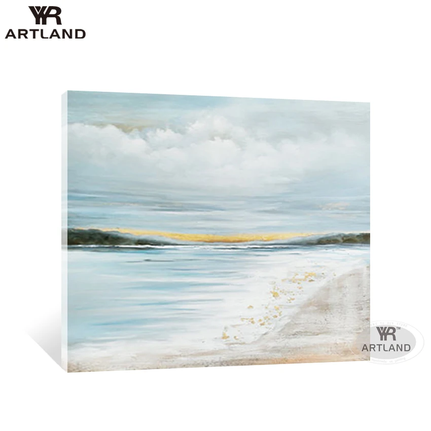 

Best selling Handmade canvas oil painting seaside and blue sky scenery wall art pictures for living room home decor no framed