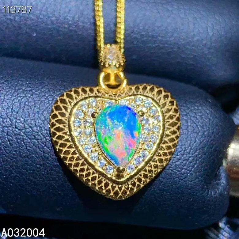 

KJJEAXCMY Fine Jewelry 925 Sterling Silver inlaid Natural opal Female Miss Woman Girl Pendant Necklace lovely Support Detection