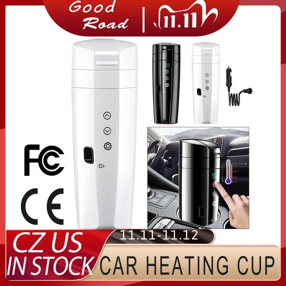 350ml Car Heating Cup Intelligent Electric Coffee Maker 304 Stainless Steel Electric Water Cup LCD Display Temperature Kettle