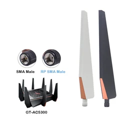 2PCS WIFI Antenna 2.4G 5G 5.8G Dual Band Router Antenna For ASUS GT-AC5300 High Gain 15dbi SMA Connector Omni Wifi Wlan Antenna