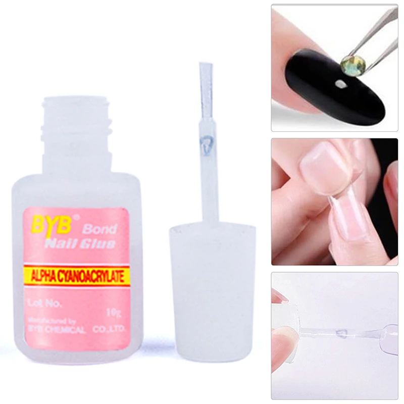 10g Nail Glue With Applicator Brush For Fake Nails Clear Strong Glue Manicure Fast Drying Adhesive Acrylic False Tips Tool