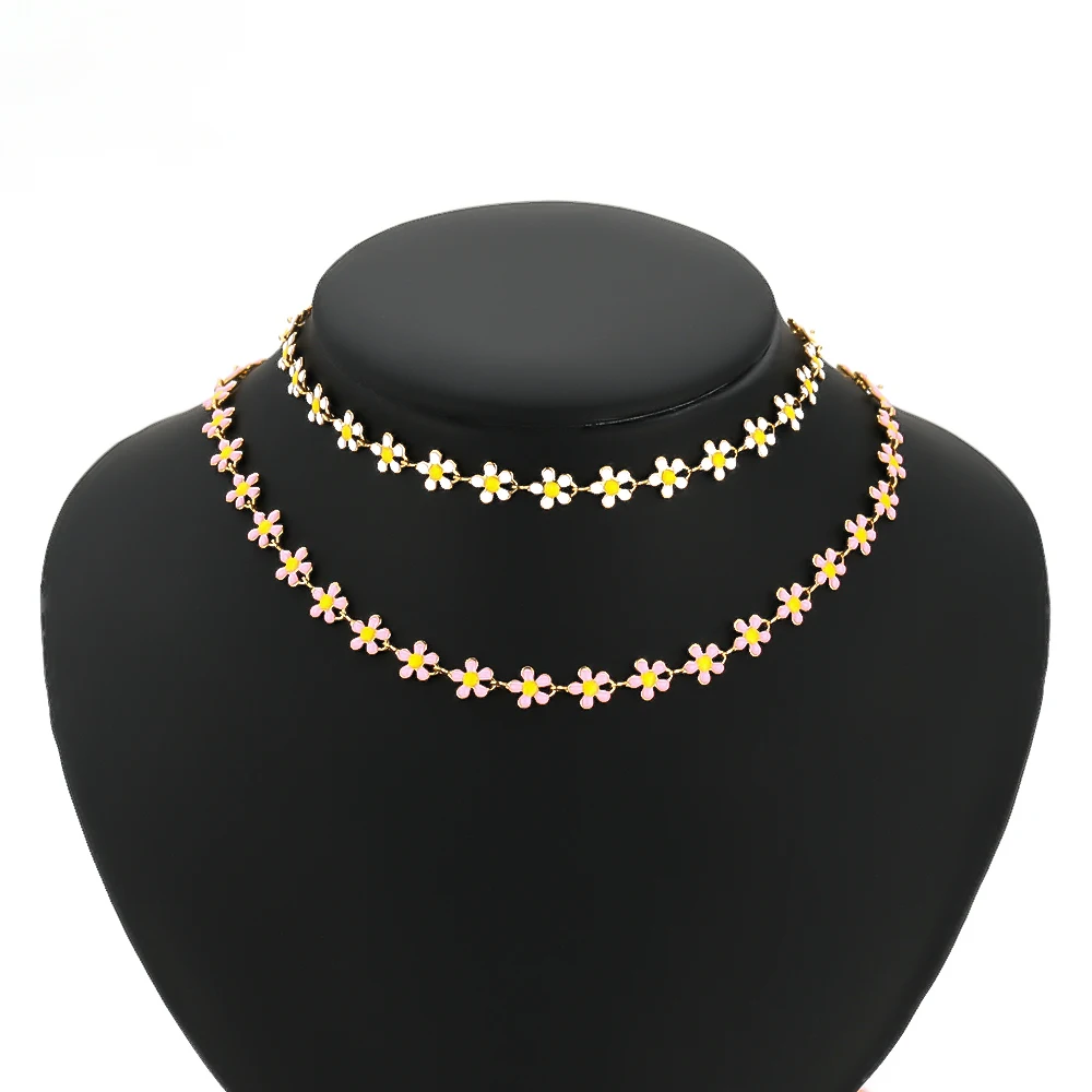 1M Goldfarbene Edelstahl-Emaille-Blumenketten für DIY-Schmuckherstellung, Armbänder, Halsketten und Accessoires – Detail 5