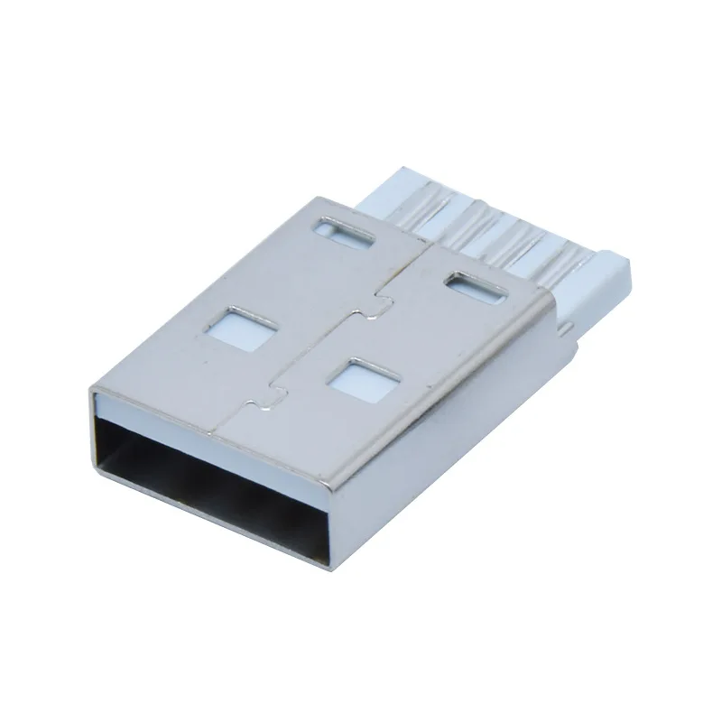 10 unids/lote USB 2,0 A macho de longitud de cuerpo corto 20,5, cable de soldadura Tipo 4P, pegamento blanco remachado, enchufe de conector macho am