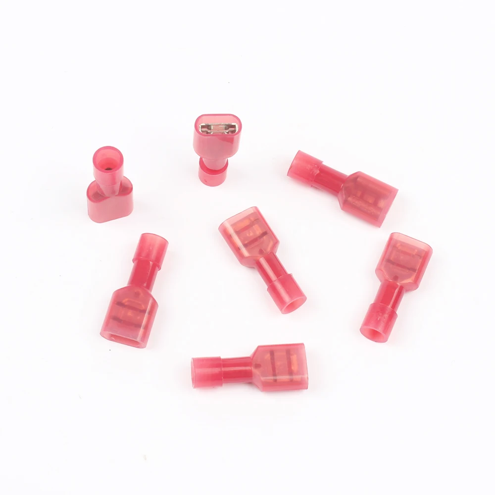 FDFN1.25-250 FDFN1-250 NYLON brass Female Insulated Spade joint Cable Wire Connector 50PCS suit 0.5-1.5mm2 22-16AWG FDFN Plug