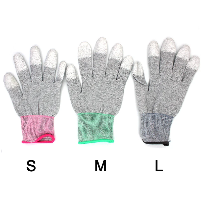 12Pieces/6Pairs Off-white ESD Anti Static Gloves Industrial Non-slip PU Antiskid Coated Safe Working Gloves Mobile Phone Repair