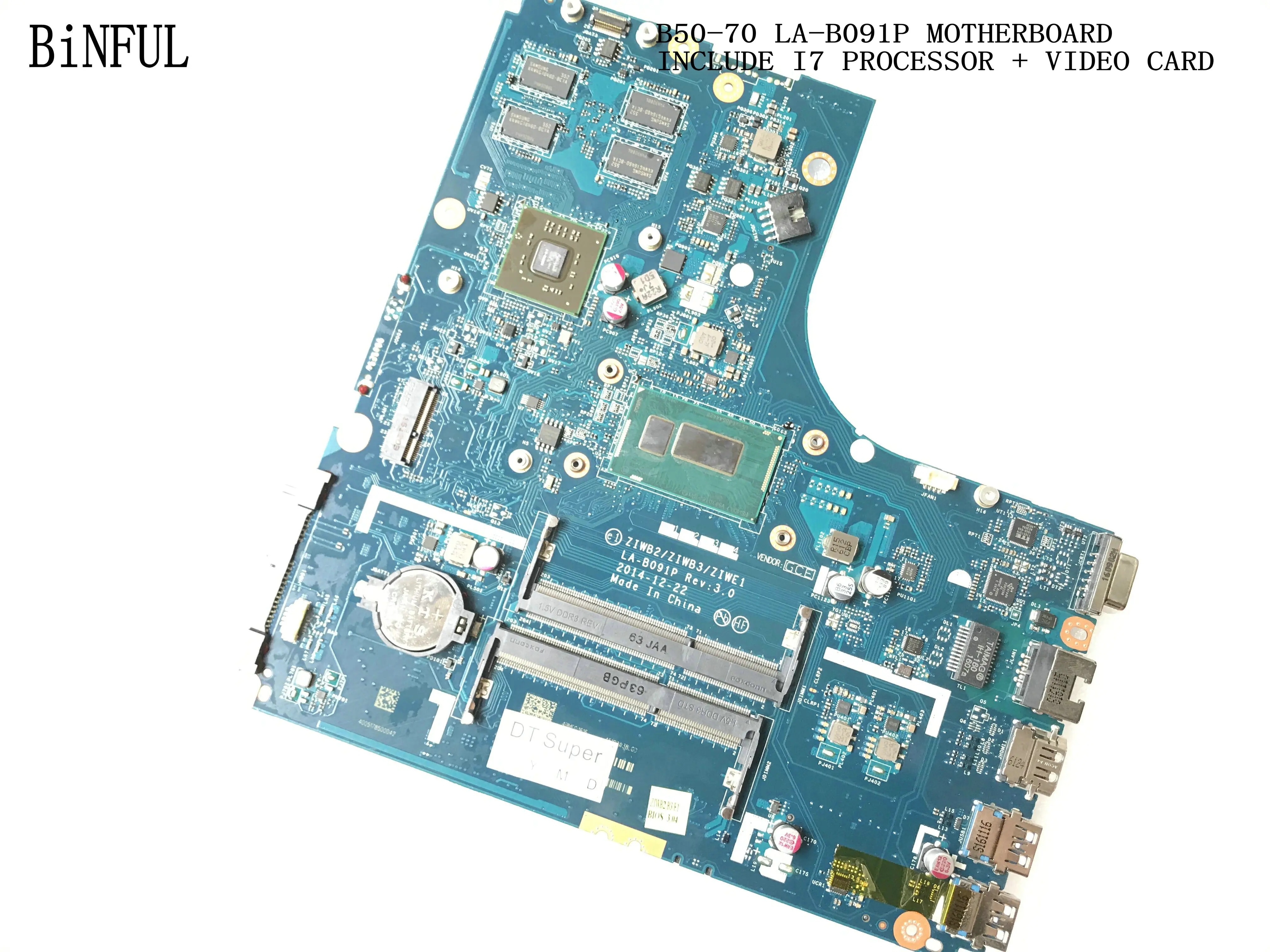 STOCK  ZIWB2/ZIWB3/ZIWE1 LA-B091P FOR LENOVO B50-70 LAPTOP MOTHERBOARD INCLUDE I7-5500 PROCESSOR +VIDEO CARD