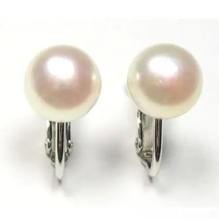 New Favorite Pearl Store Genuine White Real Freshwater Pearl 18K WGP Screw Clip Earrings Wedding Party Perfect Lady Gift