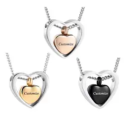 Stainless Steel 3 Colors Heart Ash Necklace Urn Ashes Keepsake Memorial Pendant Custom Cremation Jewelry