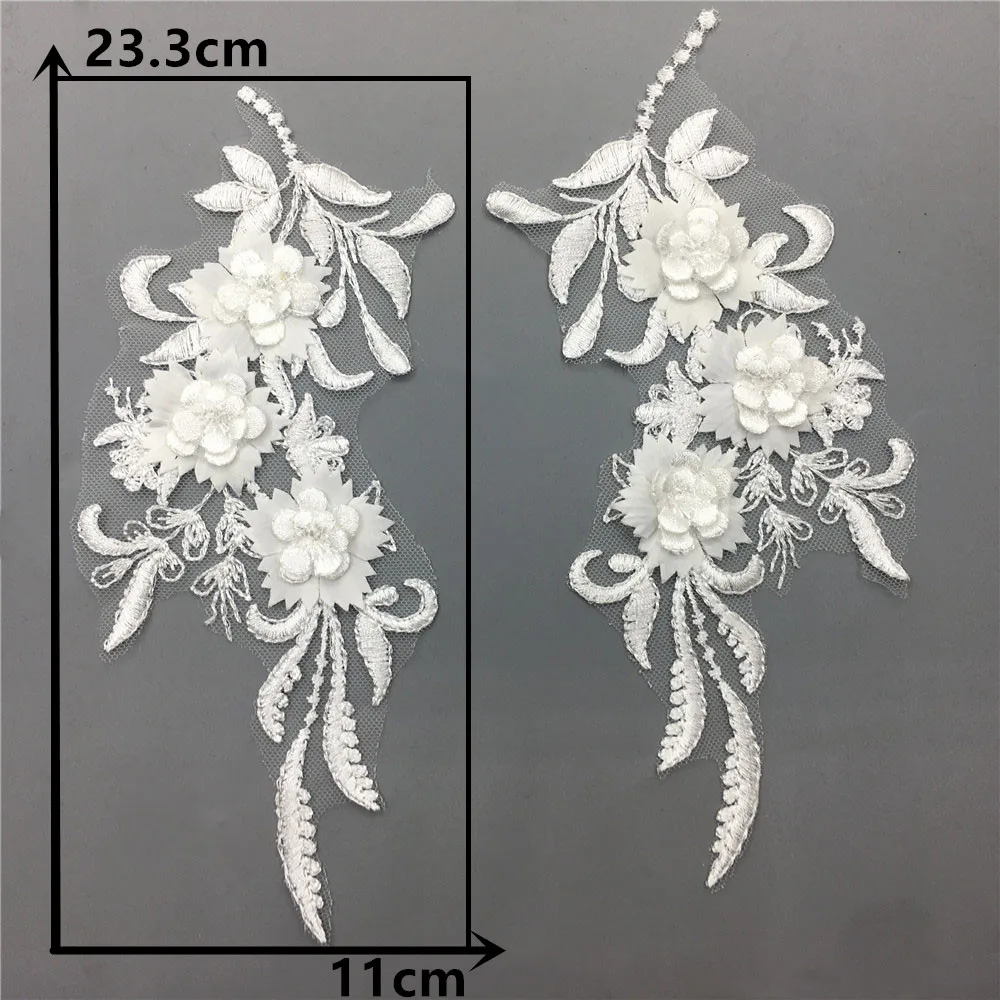 Black and white 3D three-dimensional flower embroidery lace garment applique craft fabric sewing DIY supplies accessories