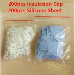 200Pcs TO-220 Transistor Plastic Insulation Washer + 200Pcs TO-220 Isolated Silicone Pad Sheet Strip