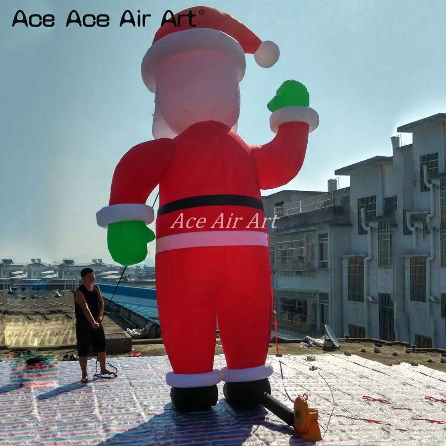 Outdoor 5m H Inflatable Christmas Decoration LED Lighting Giant Santa Claus for Christmas Decoration