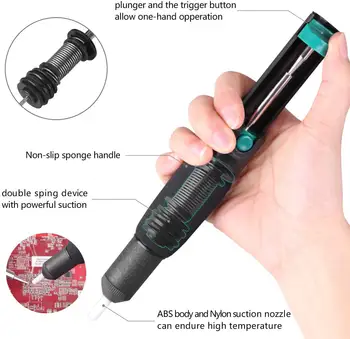 Dp-366d yumuşak saplı kaymaz kalay emme cihazı otomatik geri tepme kalay emme tabancası çift halkalı kalay emme pompası