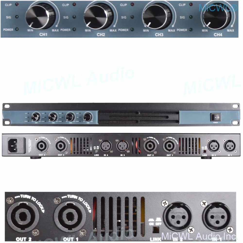 5200W Digital High Power Amplifier 1300W x 4 Channel Microphone Power Preamps AMP 4 Channel Stage Audio Sound 2600 Watt