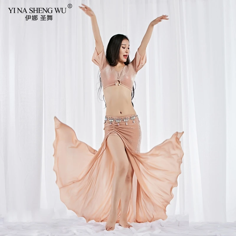 New Arrivals Women Belly Dance Wear Velvet Clothes Long Skirt Belly Dance Costume 2Pcs Set Top and Skirt Dance Practice Clothing