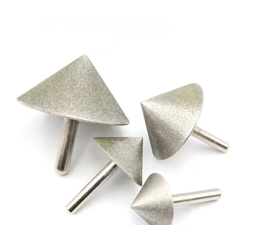 Electroplated diamond umbrella chamfering cone grinding head stone trimming reaming grinding head apple round grinding deburring