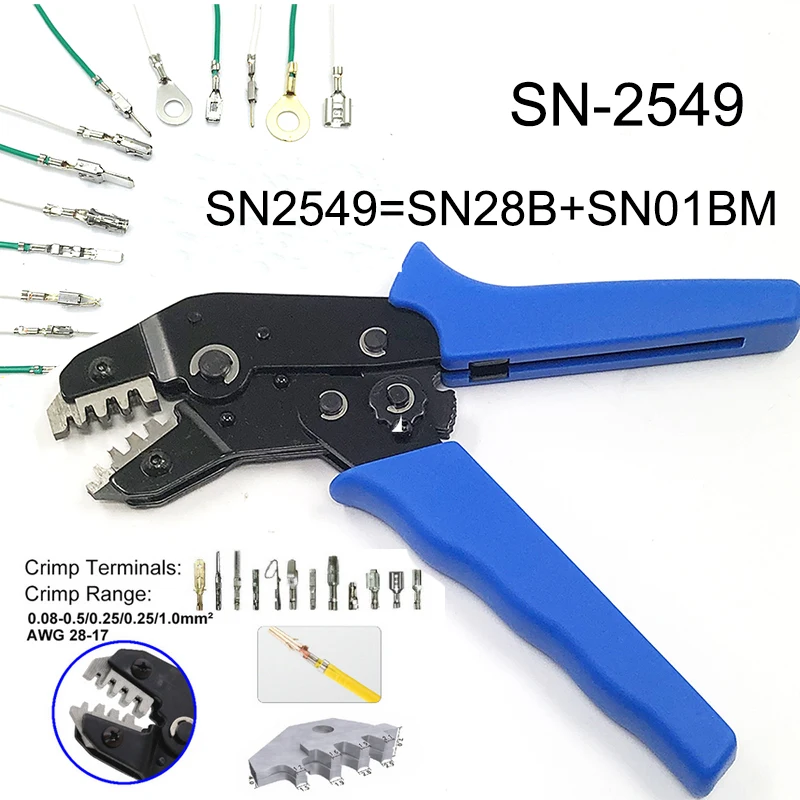 SN-2549 SN-28B SN-01BM crimping plier for PH 2.0, XH2.54, JST, 2510 servo connector plug, D-SUB connector Multi-tools crimper p