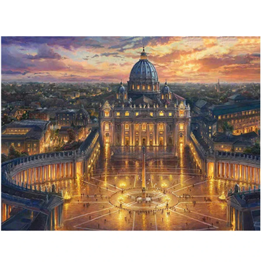 5d diy pintura diamante basílica de san pietro em vaticano paisagem strass kit artesanato diamante bordado mosaico decoração da sua casa